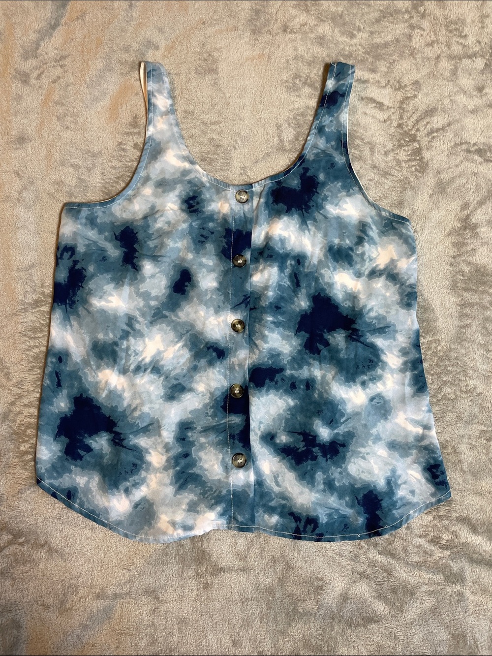 No Comment Reversible Blue Tie Dye Tank Top